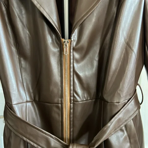 Brown Faux Lether Jacket by egreis size M - Picture 4 of 17